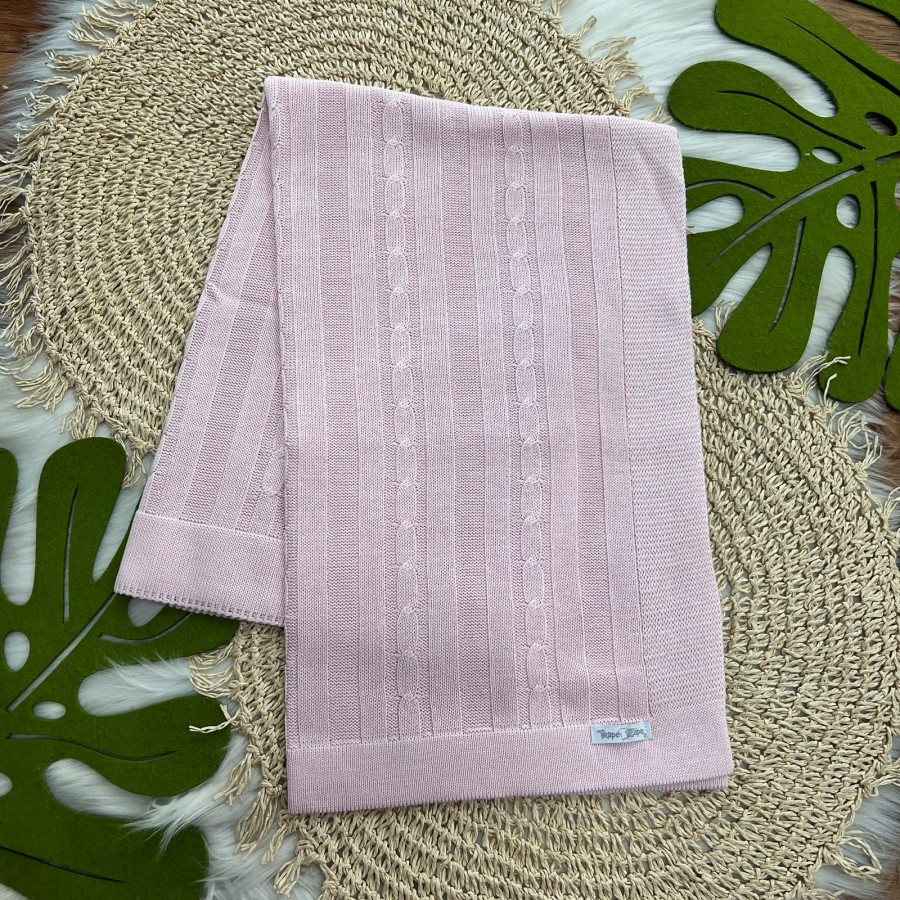 Manta de Linha Trança - Rosa Bebê